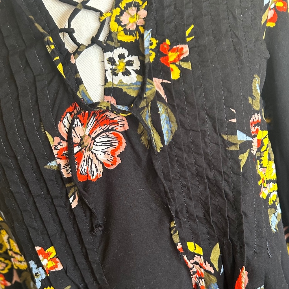 Old Navy Black Floral Long Sleeve Tunic Dress size S